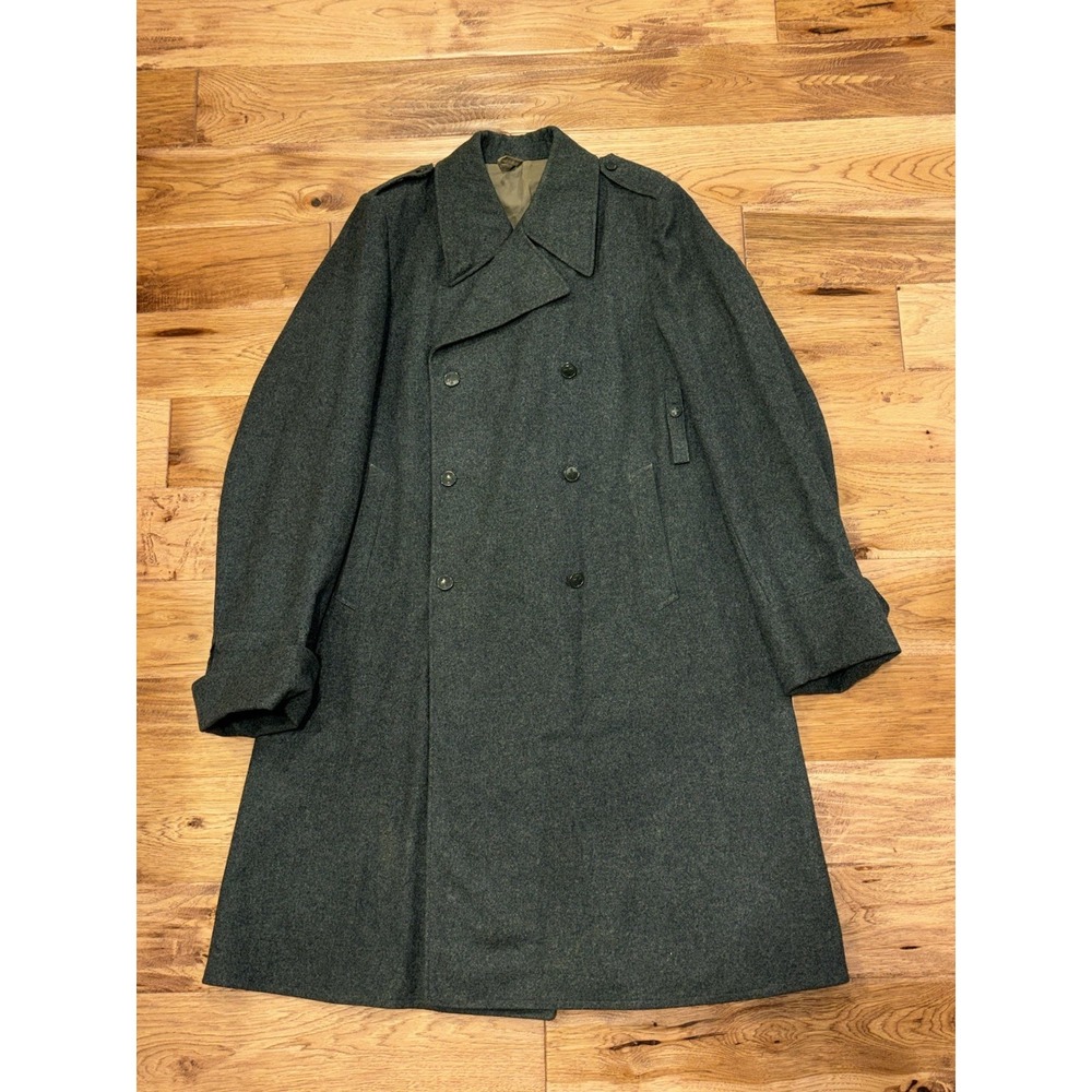 Vintage Swiss Army Great‎ Coat Size 46AA Military Double Breasted Wool Overcoat